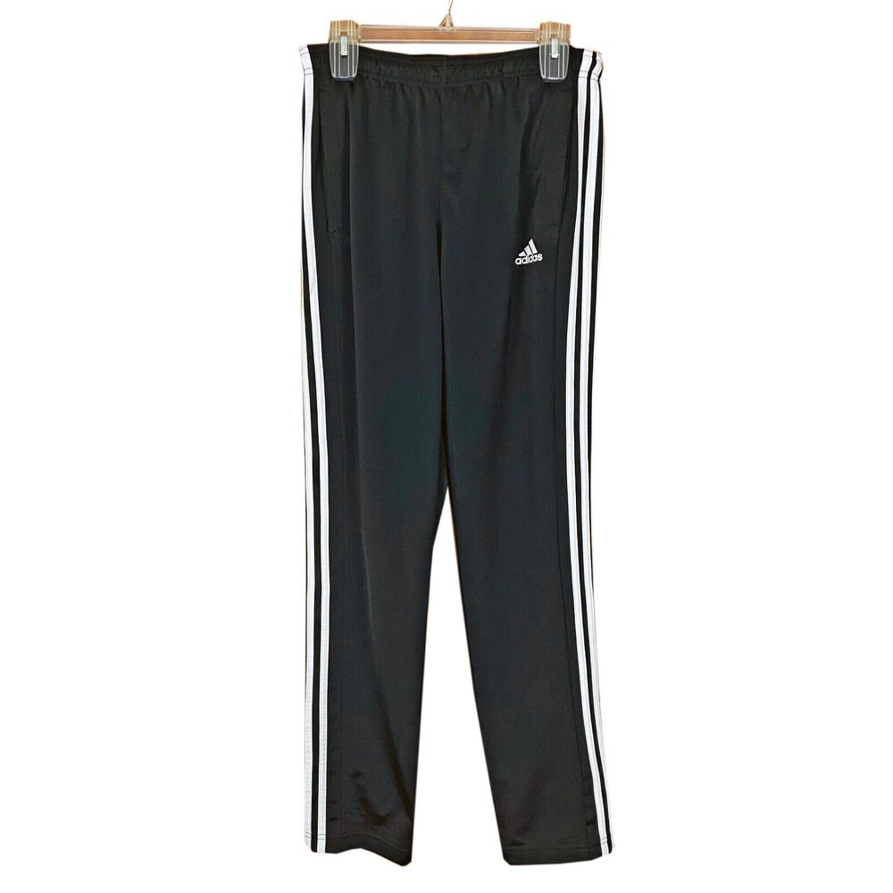 Adidas Men's Size M Primegreen Track Pants Black w/White 3-Stripes Zip Ankle